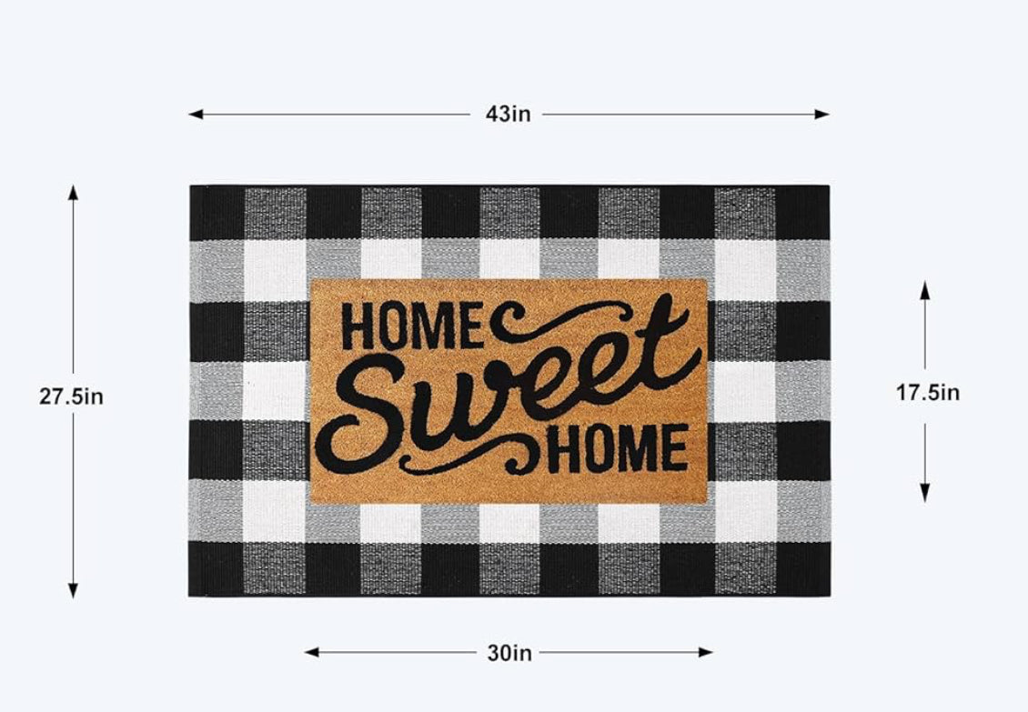 Buffalo Plaid Door Rug 27.5” x 43” (Doormat not included)