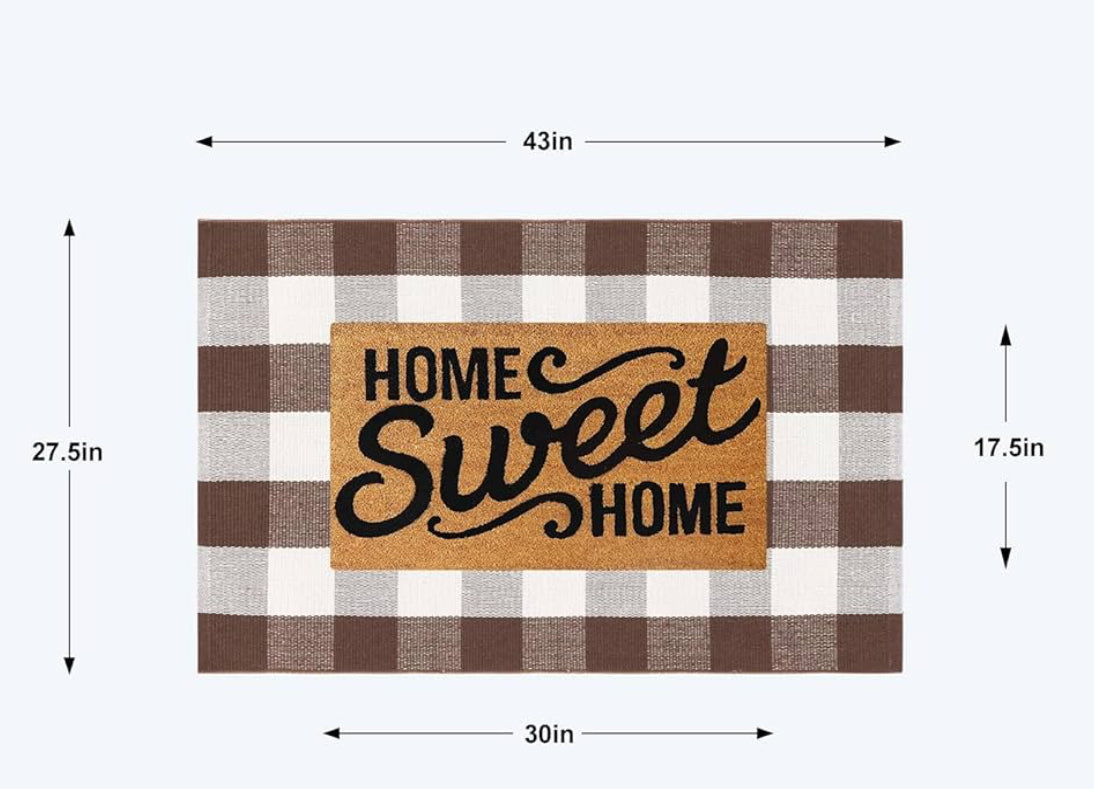 Buffalo Plaid Door Rug 27.5” x 43” (Doormat not included)