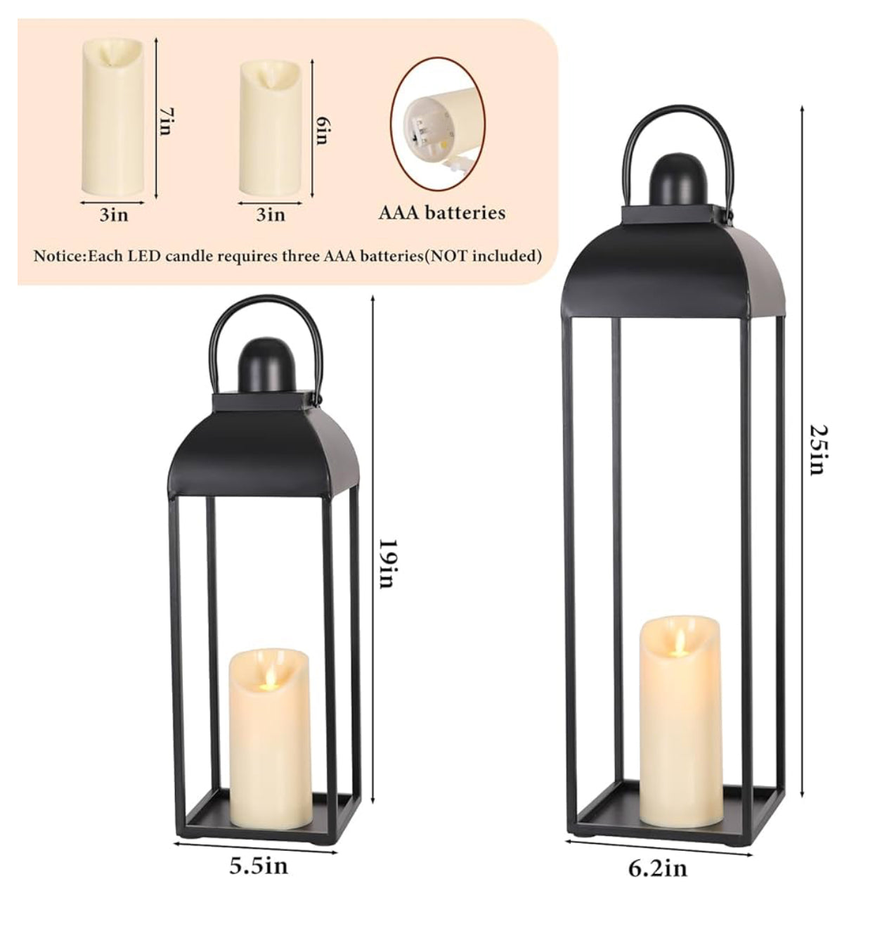 2 Pack of Decorative Outdoor Lanterns